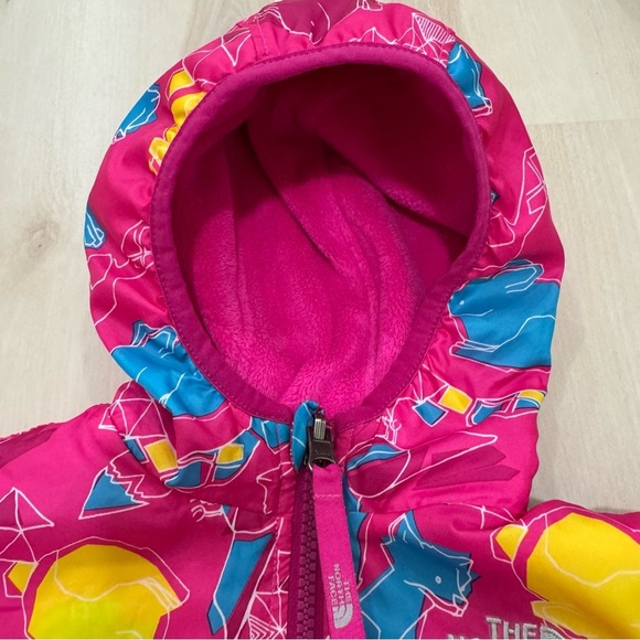 North Face Reversible Jacket Coat Baby Infant Girl's 0-3 Month Hood Pink - Picture 4 of 12